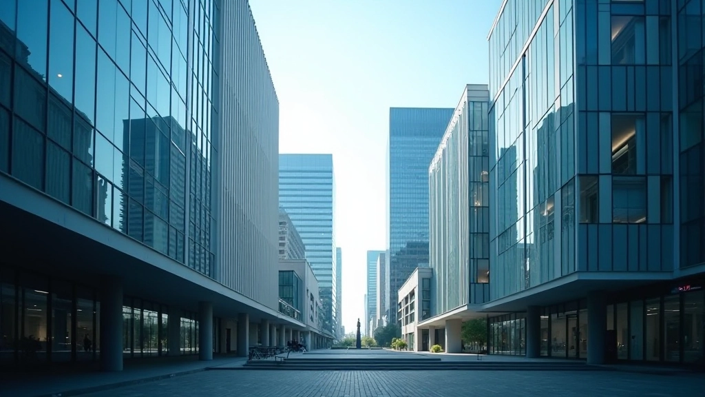 Europäisches Finanzzentrum mit modernen Bürogebäuden und Finanzinfrastruktur